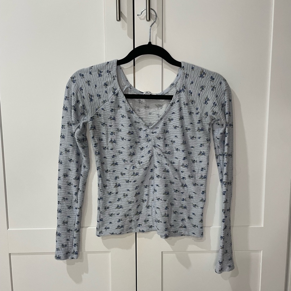 Hollister Blue Floral Long Sleeve Top